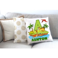 Dinosaur Island Design Cushion - Personalised Name