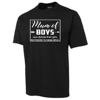 Mum of Boys Black Cotton T-Shirt